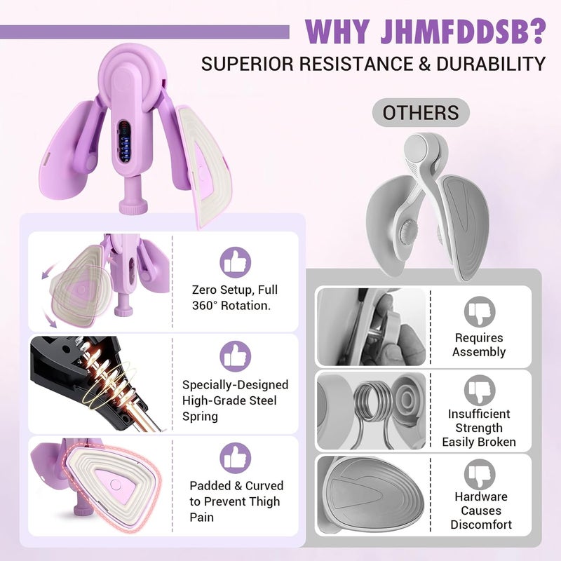 JHMFDDSB Thigh Trainer Thigh Exerciser for Women, 10-100LB Enhanced Adjustable Resistance Inner Thigh Exerciser, 360° Thigh Trainer Workout Equipment for Pelvic Floor Muscle Repair, Kegel Exercise - Image 3